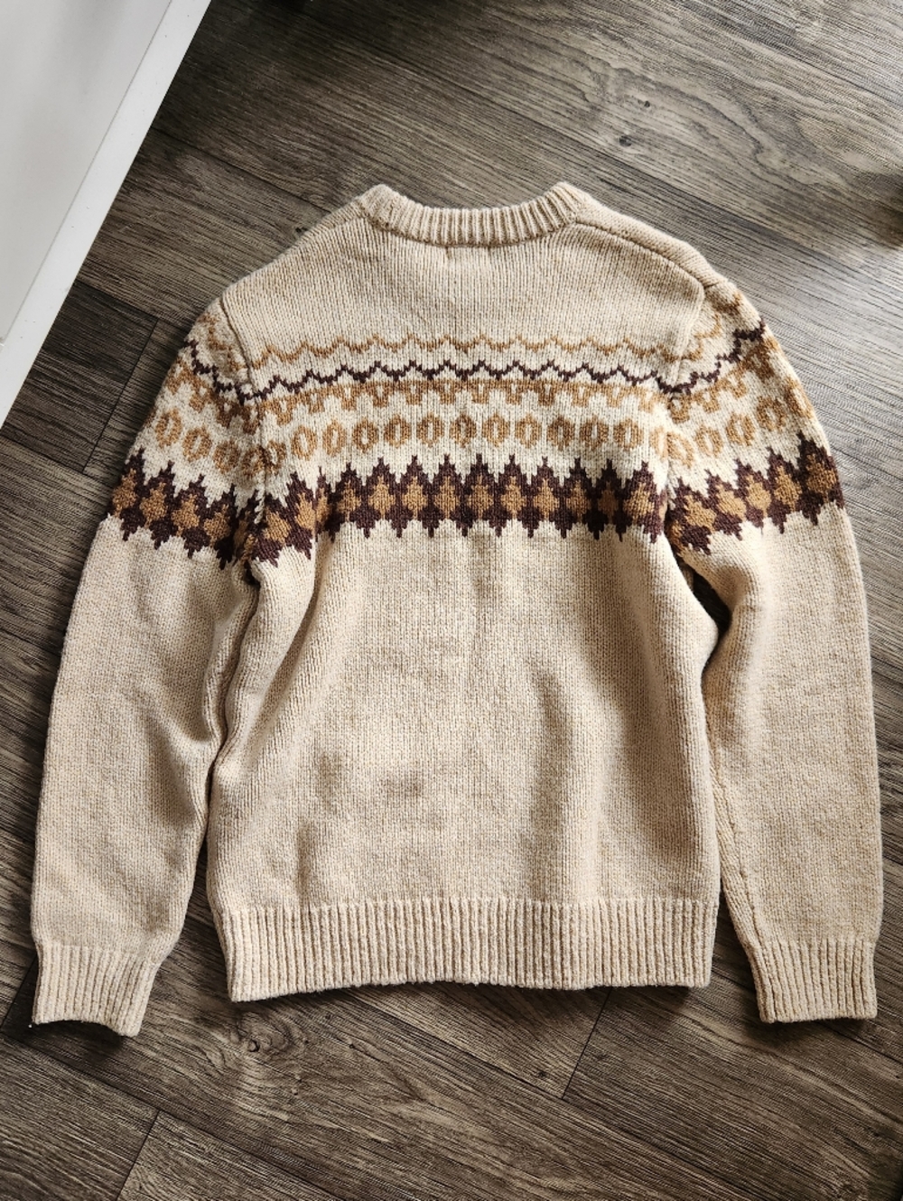 L.L. Bean Classic Ragg Wool Knit Fair Isle Sweater Lambswool Size Large - Picture 6 of 6
